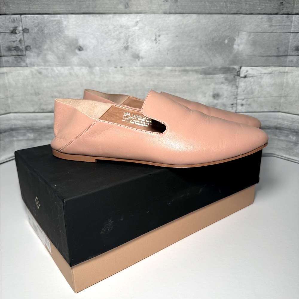 Halogen Sylvia White Leather Collapsible Back Flat Loafers Women’s